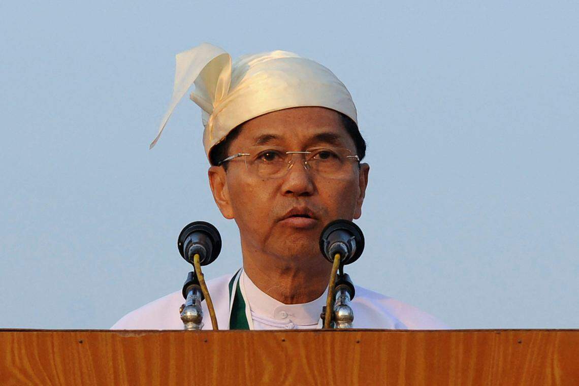 缅甸代总统敏瑞呼吁全体人民支持国防军,以免国家因内战而陷入四分五裂。(法新社)