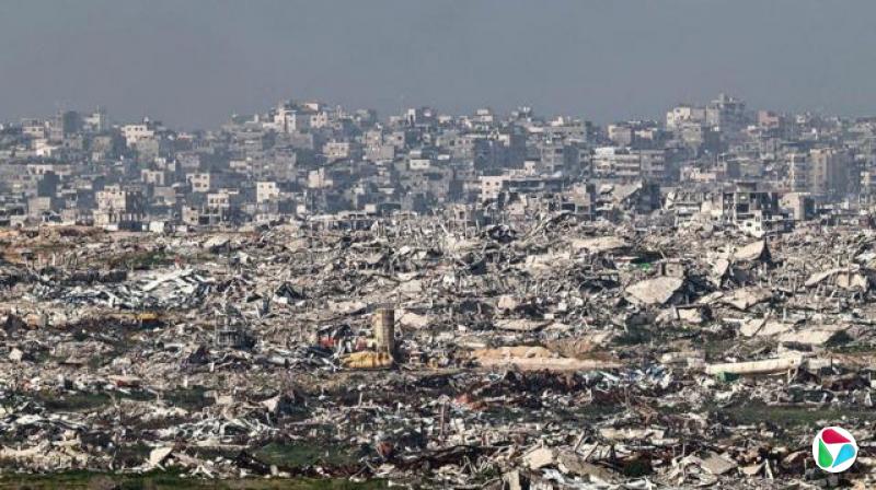 从南以色列、靠近以色列—加沙边界的以色列一侧望向加沙的毁坏景象,摄于2026年1月21日