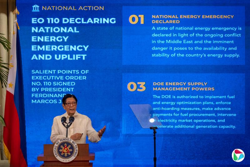 菲律宾总统费迪南德·马科斯于周二宣布该国进入国家能源紧急状态。